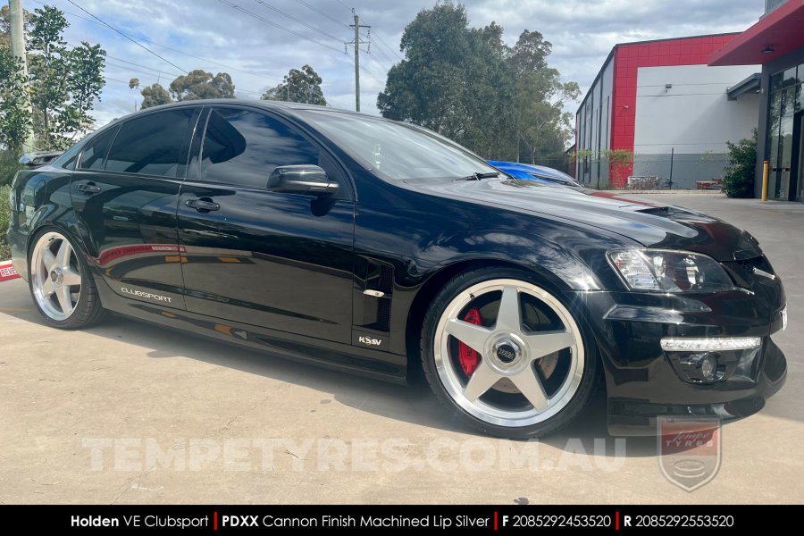 20x8.5 20x9.5 PDXX Cannon Machined Lip Silver on Holden Clubsport
