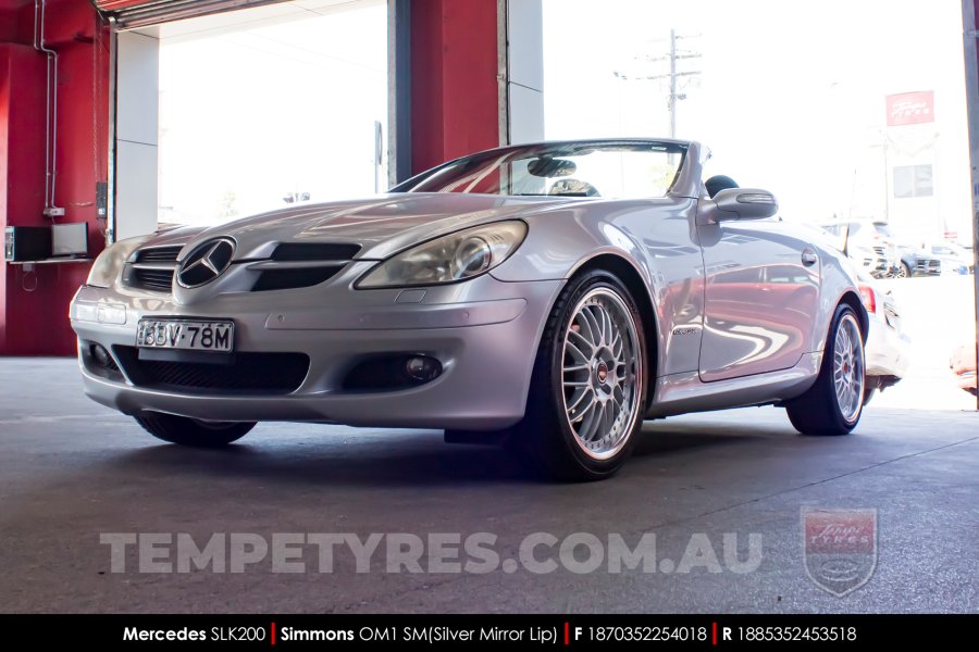 18x7.0 18x8.5 Simmons OM-1 Silver on Mercedes SLK-Class