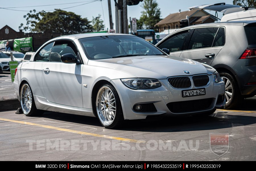 19x8.5 19x9.5 Simmons OM-1 Silver on BMW 3 Series