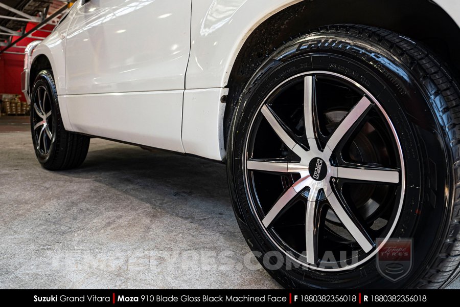 18x8.0 MOZA 910 Blade Gloss Black Machined on Suzuki Grand Vitara