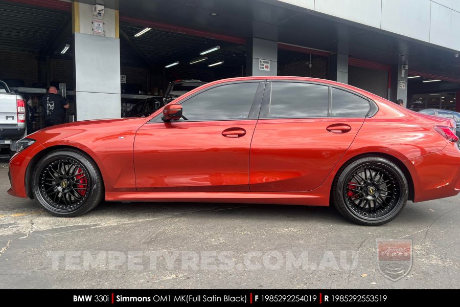 19x8.5 19x9.5 Simmons OM-1 Satin Black on BMW 3 Series