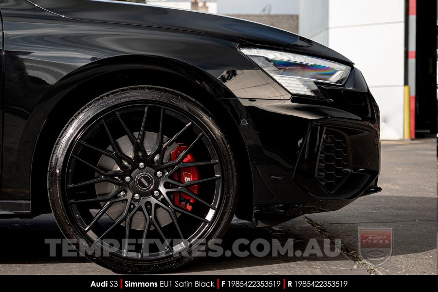 19x8.5 Simmons EU1 Satin Black on Audi S3