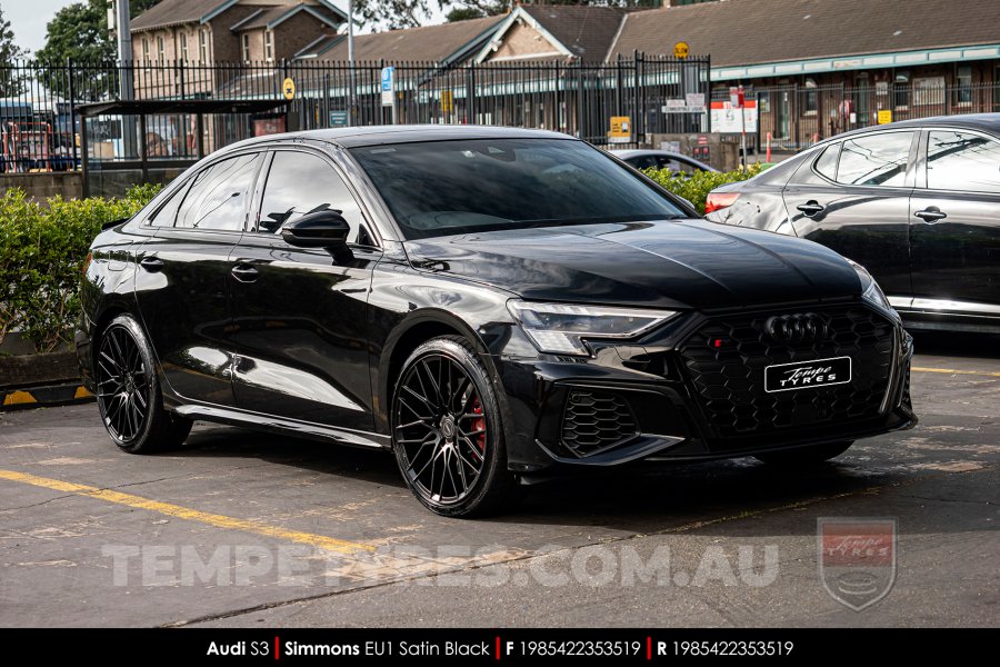 19x8.5 Simmons EU1 Satin Black on Audi S3