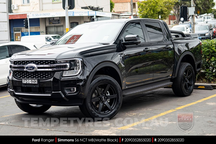 20x9.0 Simmons S6 Matte Black NCT on Ford Ranger