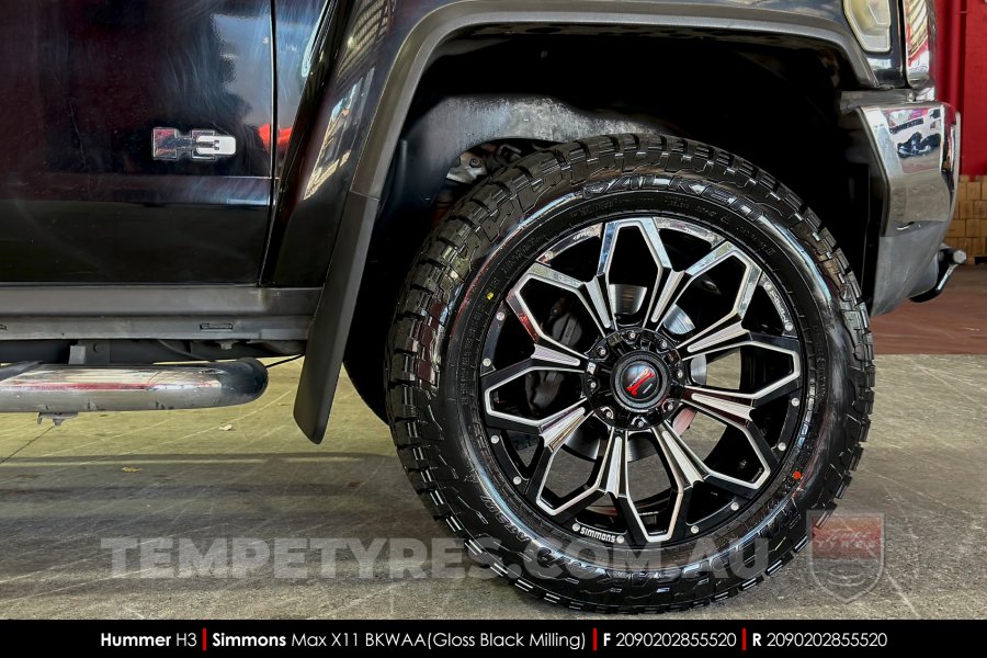 20x9.0 Simmons MAX X11 BKWAA on Hummer H3