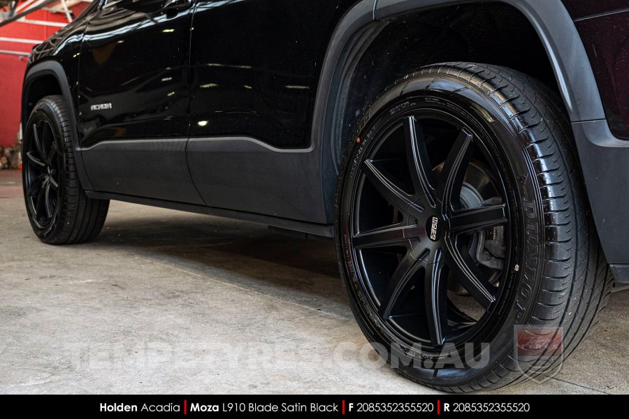 20x8.5 MOZA 910 Blade Satin Black on Holden Acadia