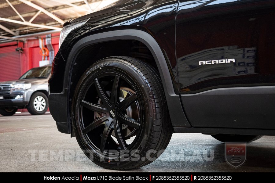 20x8.5 MOZA 910 Blade Satin Black on Holden Acadia