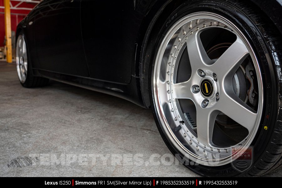 19x8.5 19x9.5 Simmons FR-1 Silver on Lexus IS