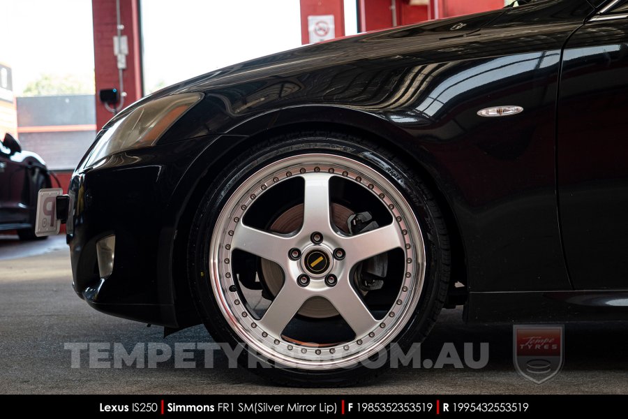 19x8.5 19x9.5 Simmons FR-1 Silver on Lexus IS