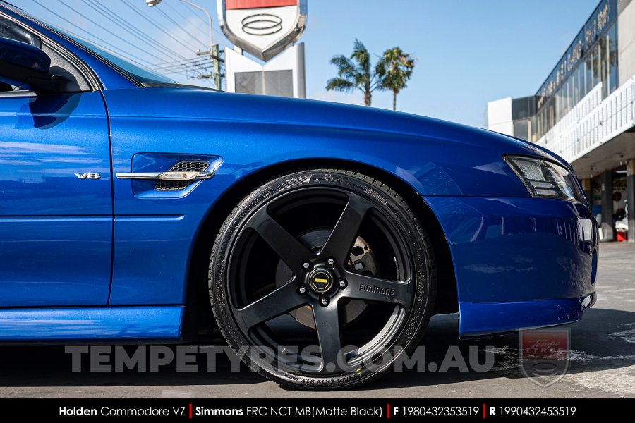 19x8.0 19x9.0 Simmons FR-C Matte Black NCT on Holden Commodore VZ