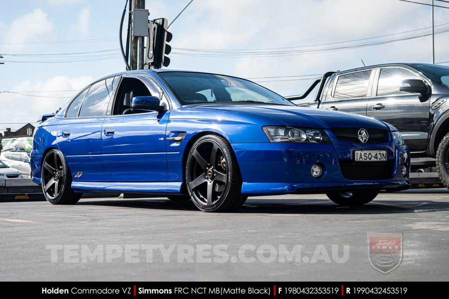 19x8.0 19x9.0 Simmons FR-C Matte Black NCT on Holden Commodore VZ