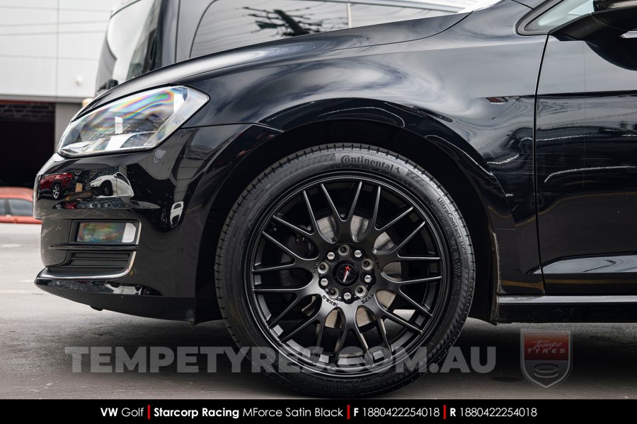 18x8.0 Starcorp Racing 498 MForce Satin Black on VW Golf