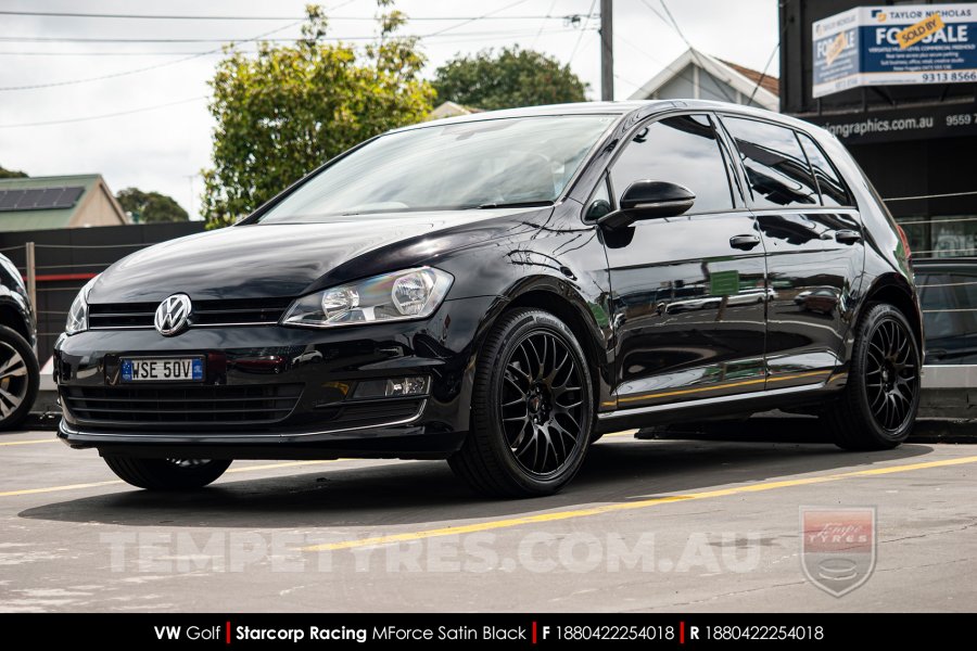 18x8.0 Starcorp Racing 498 MForce Satin Black on VW Golf