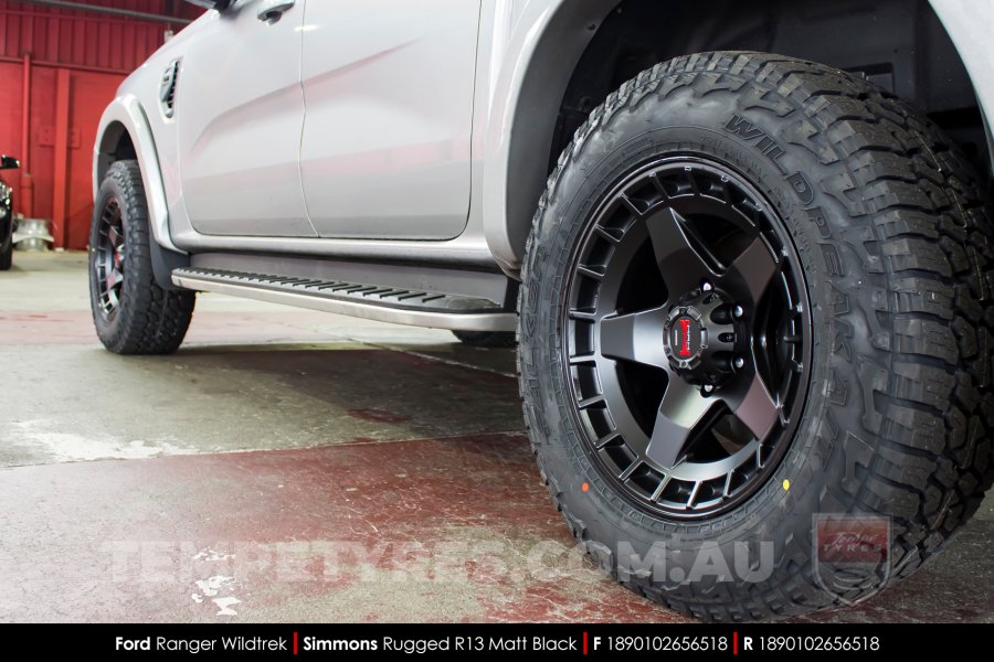 18x9.0 Simmons RUGGED R13 Matt Black on Ford Ranger Wildtrak