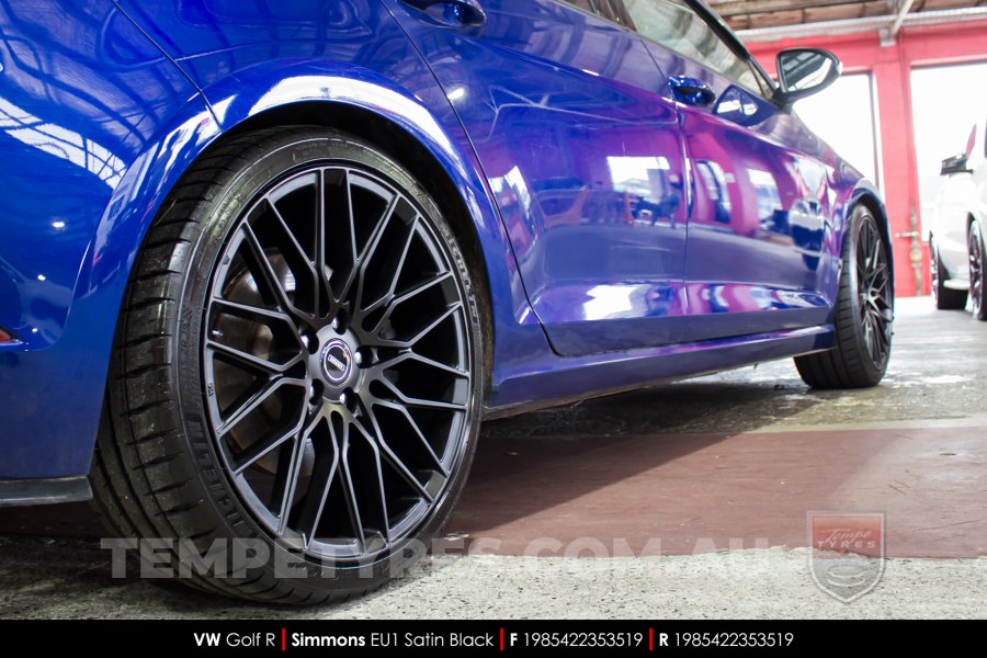 19x8.5 Simmons EU1 Satin Black on VW Golf R