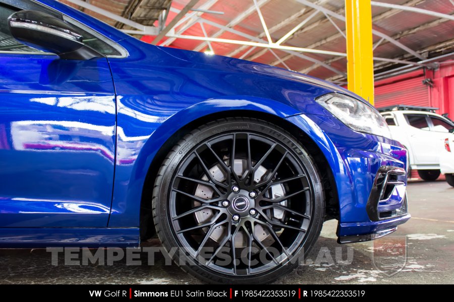 19x8.5 Simmons EU1 Satin Black on VW Golf R