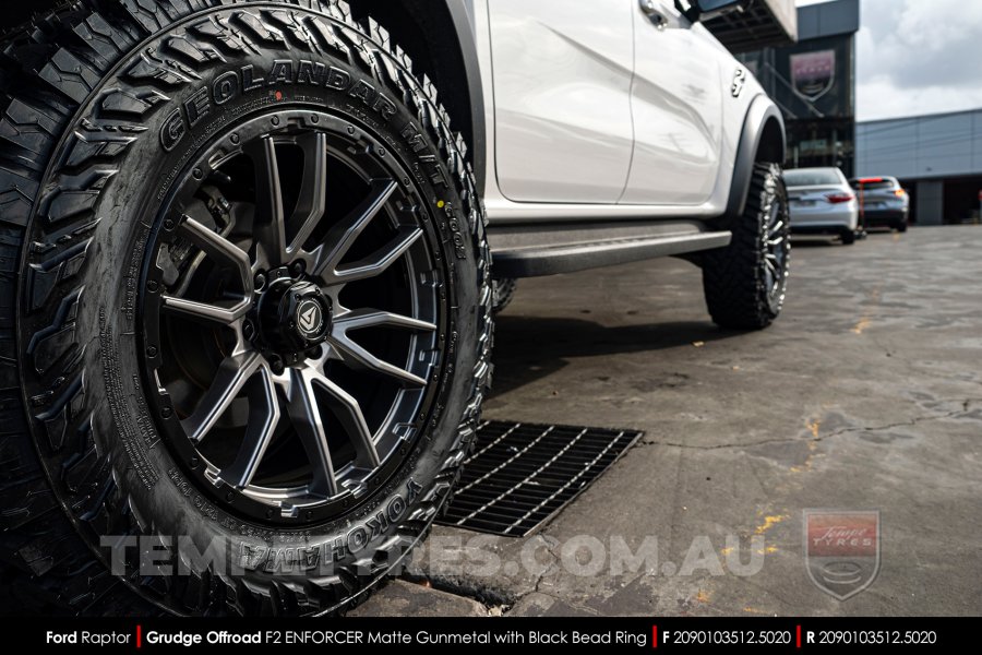 20x9.0 Grudge Offroad F2 Enforcer Matte Gunmetal on Ford Ranger Raptor