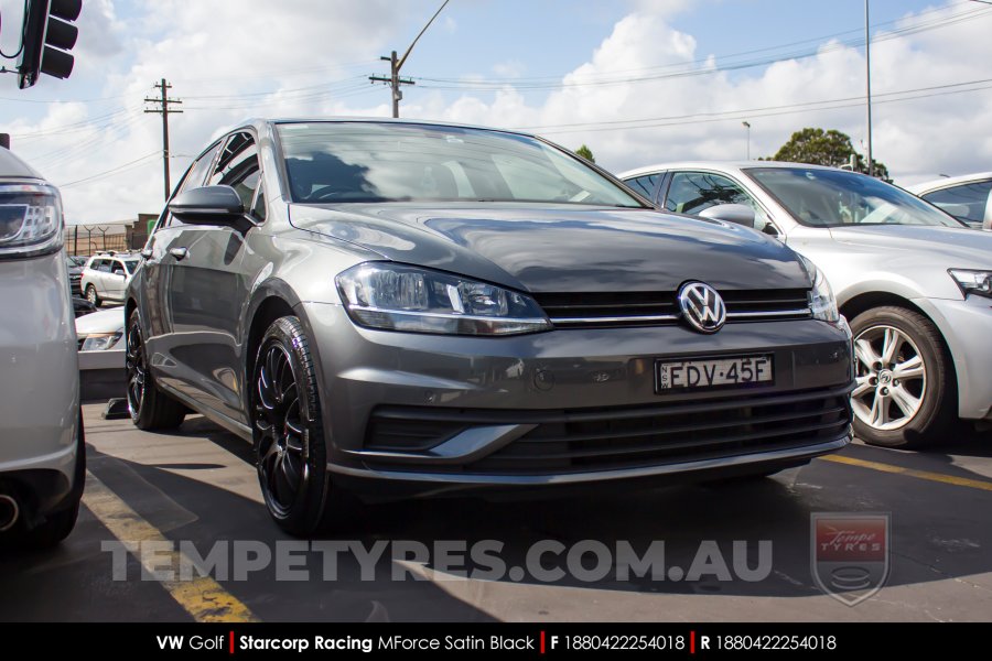 18x8.0 Starcorp Racing 498 MForce Satin Black on VW Golf