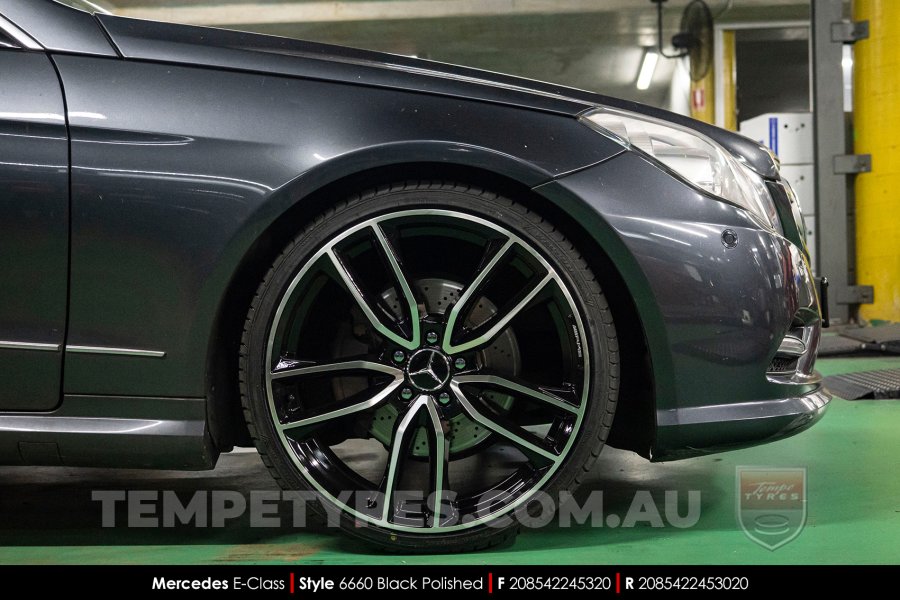 20x8.5 20x9.5 6660 Black Polished on Mercedes E-Class