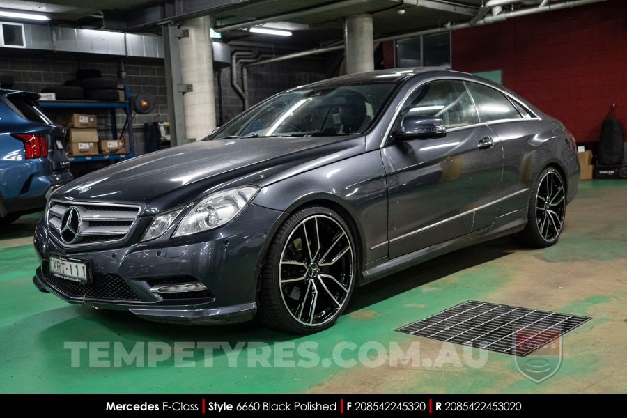 20x8.5 20x9.5 6660 Black Polished on Mercedes E-Class