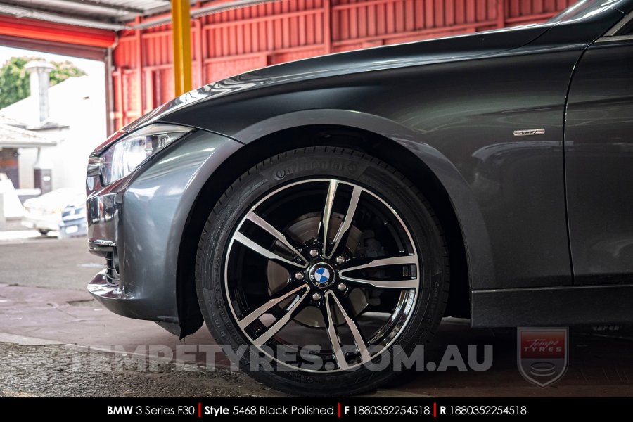 18x8.0 5468 Black Polished on BMW 3 Series