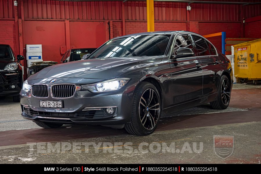 18x8.0 5468 Black Polished on BMW 3 Series