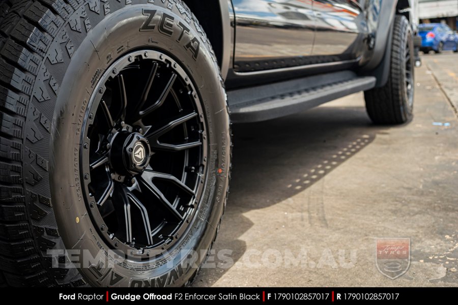 17x9.0 Grudge Offroad F2 Enforcer Satin Black on Ford Ranger Raptor