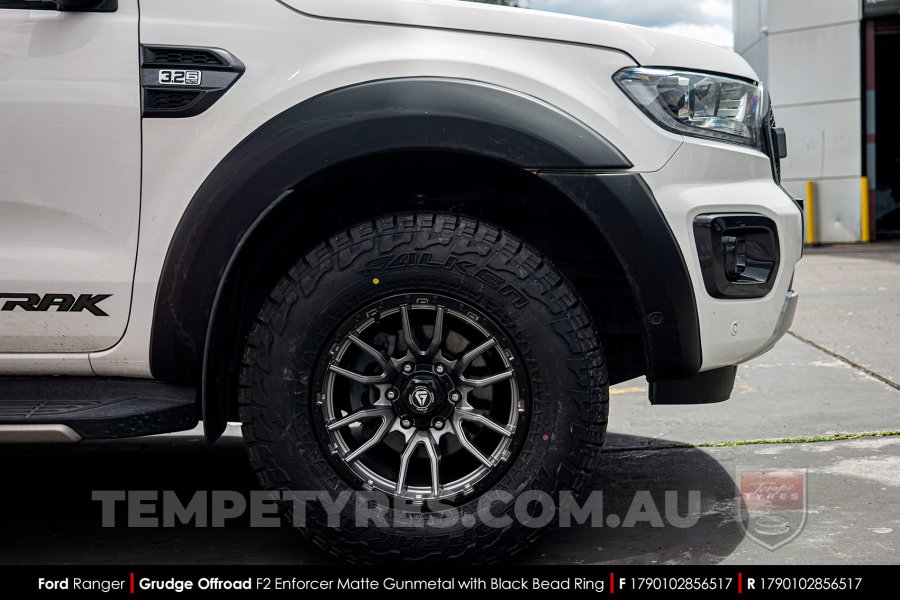 17x9.0 Grudge Offroad F2 Enforcer Matte Gunmetal on Ford Ranger