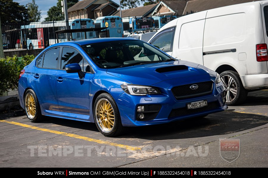 18x8.5 Simmons OM-1 Gold on Subaru WRX