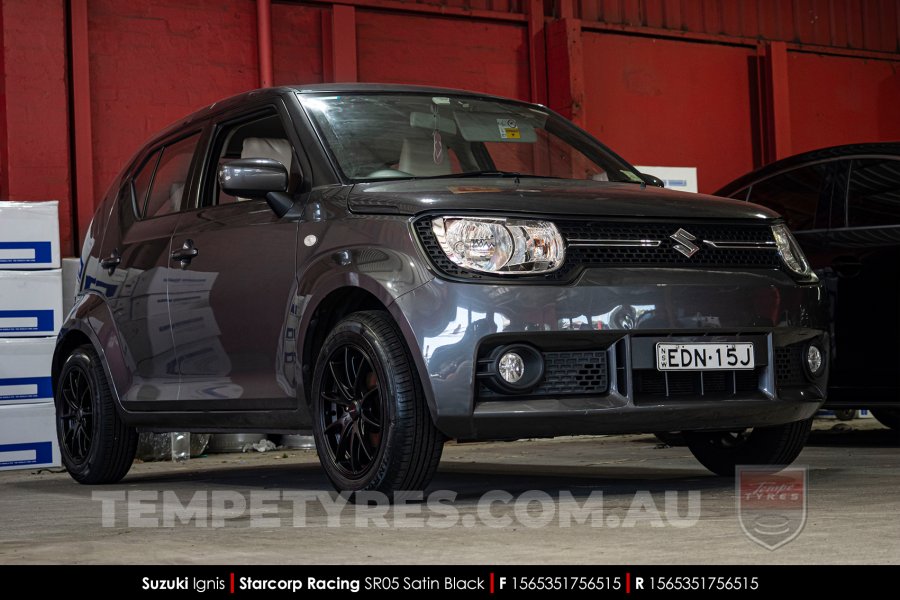 15x6.5 Starcorp Racing SR05 Satin Black on Suzuki Ignis