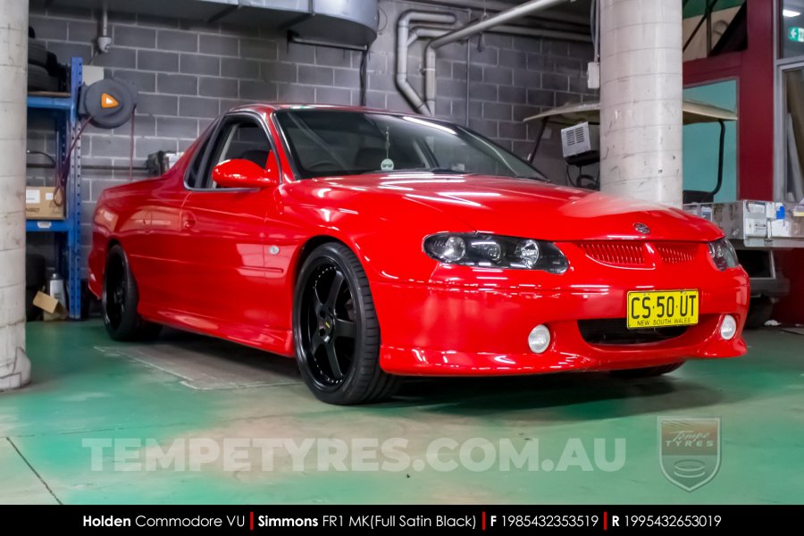 19x8.5 19x9.5 Simmons FR-1 Satin Black on Holden Commodore