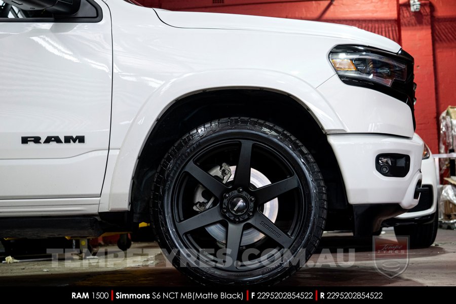 22x9.5 Simmons S6 Matte Black NCT on Ram 1500