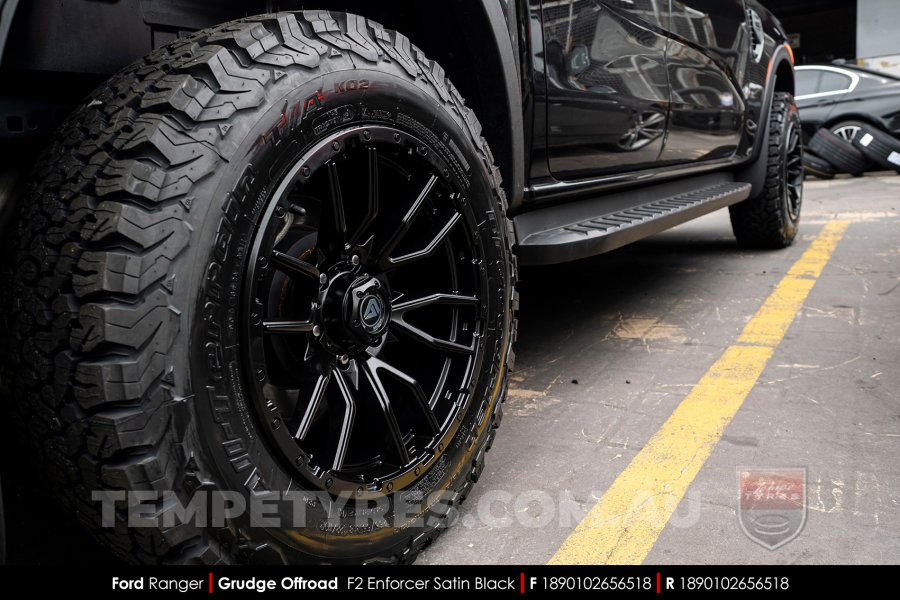 18x9.0 Grudge Offroad F2 Enforcer Satin Black on Ford Ranger