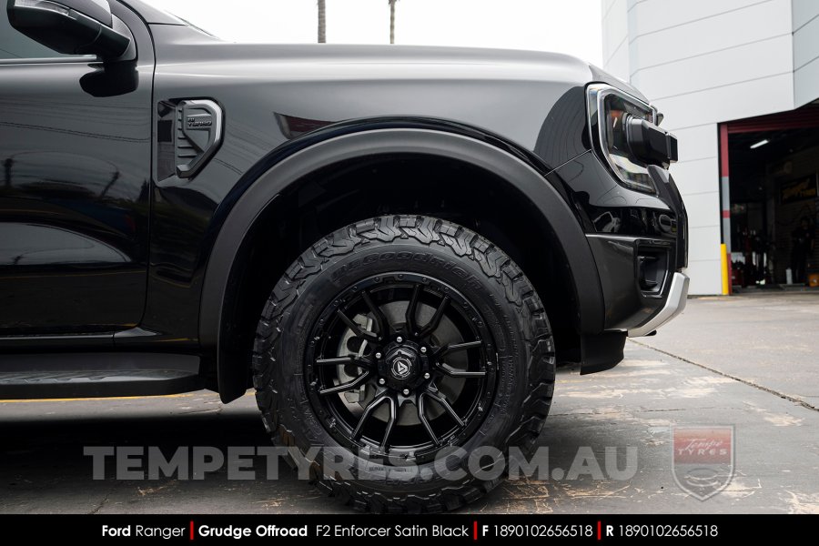 18x9.0 Grudge Offroad F2 Enforcer Satin Black on Ford Ranger