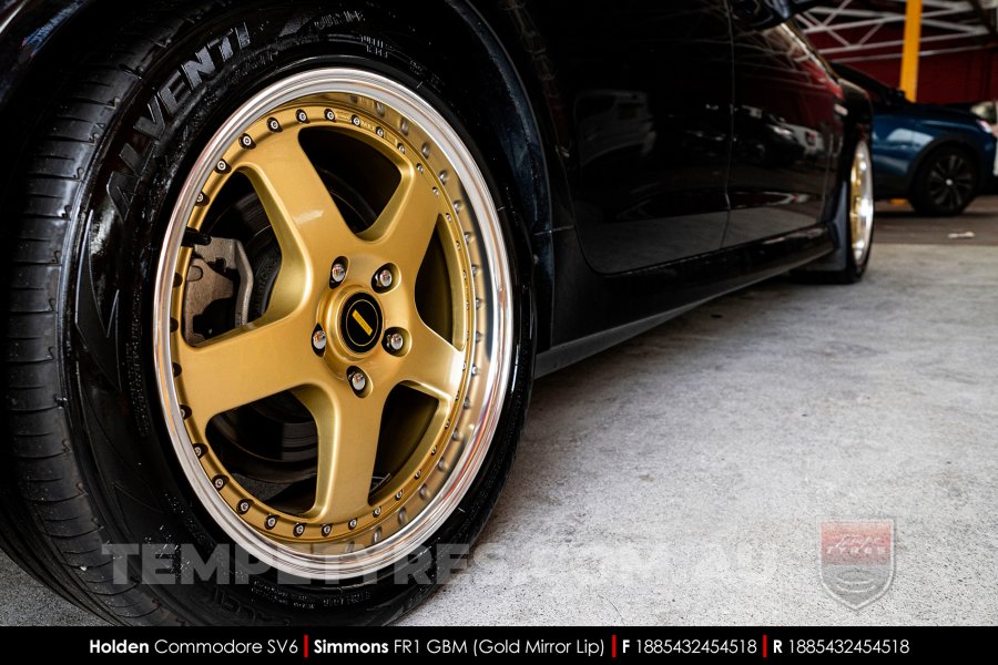 18x8.5 18x9.5 Simmons FR-1 Gold on Holden Commodore