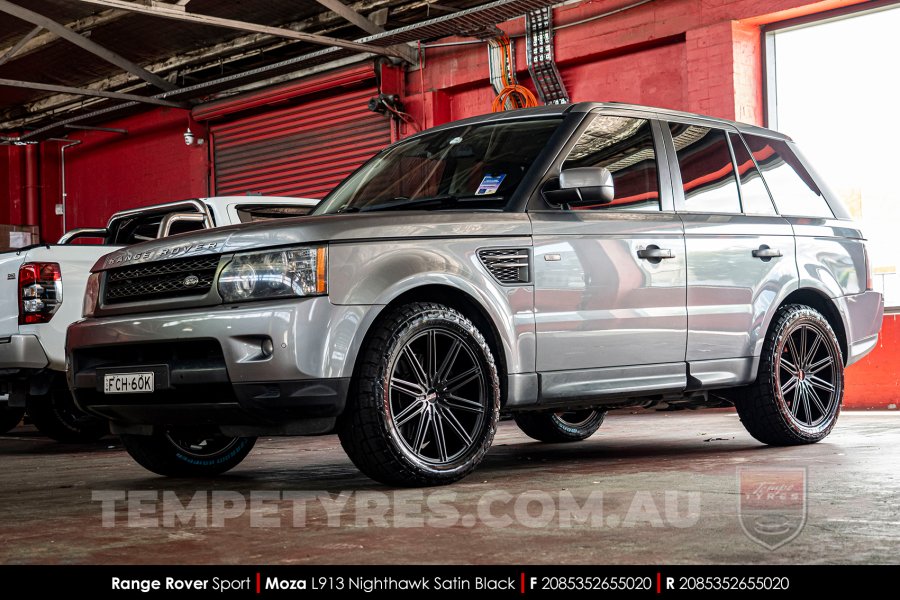 20x8.5 MOZA 913 Nighthawk Satin Black on Range Rover Sport