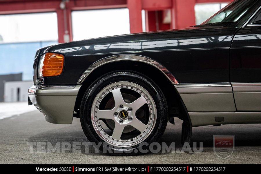 17x7.0 17x8.5 Simmons FR-1 Silver on Mercedes 500SE