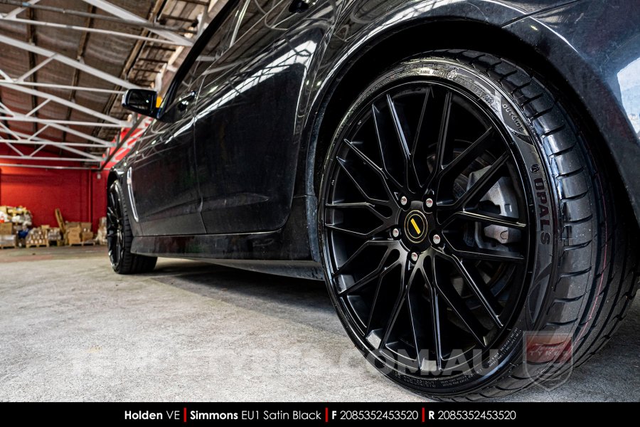 20x8.5 Simmons EU1 Satin Black on Holden Commodore VE