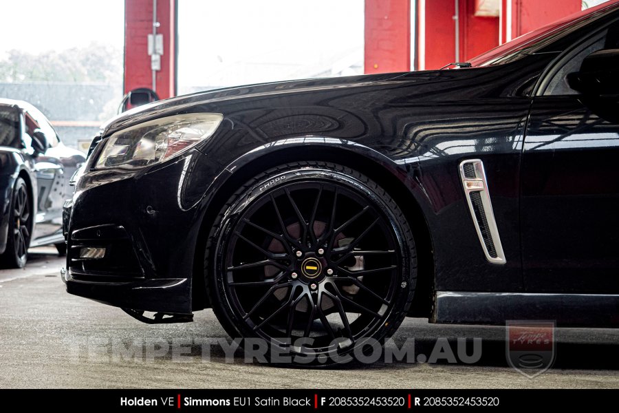 20x8.5 Simmons EU1 Satin Black on Holden Commodore VE