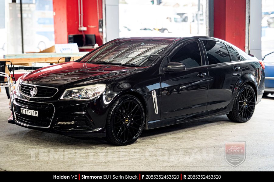 20x8.5 Simmons EU1 Satin Black on Holden Commodore VE