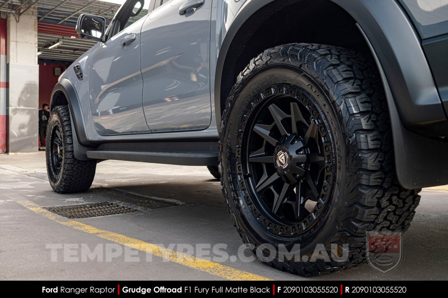 20x9.0 Grudge Offroad F1 Fury Full Matte Black on Ford Ranger Raptor