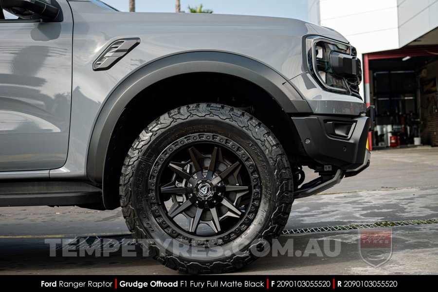 20x9.0 Grudge Offroad F1 Fury Full Matte Black on Ford Ranger Raptor