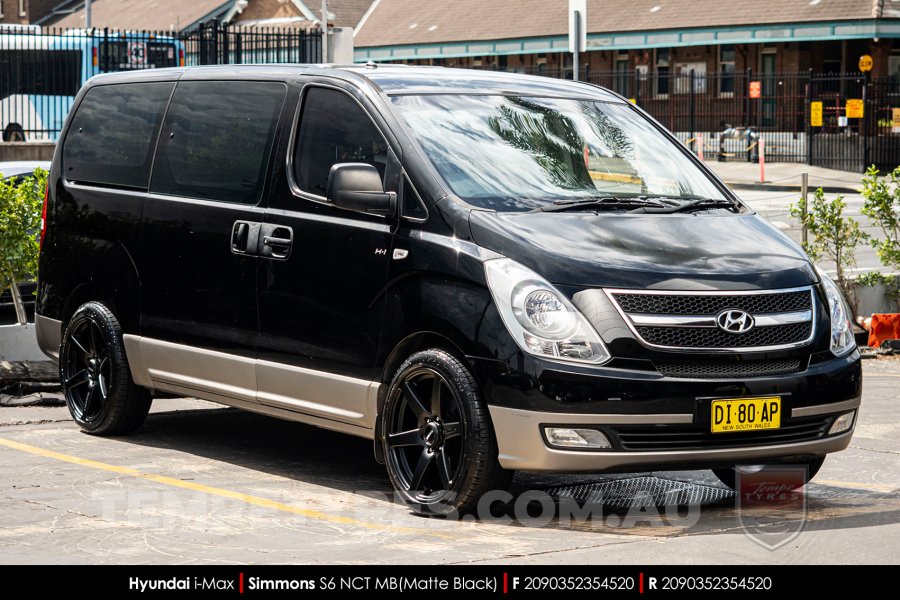 20x9.0 Simmons S6 Matte Black NCT on Hyundai iMax