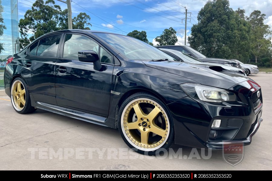 20x8.5 20x9.5 Simmons FR-1 Gold on Subaru WRX