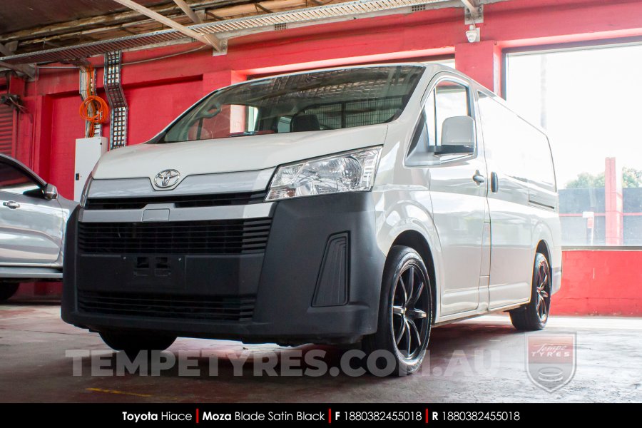 18x8.0 MOZA 910 Blade Satin Black on Toyota Hiace