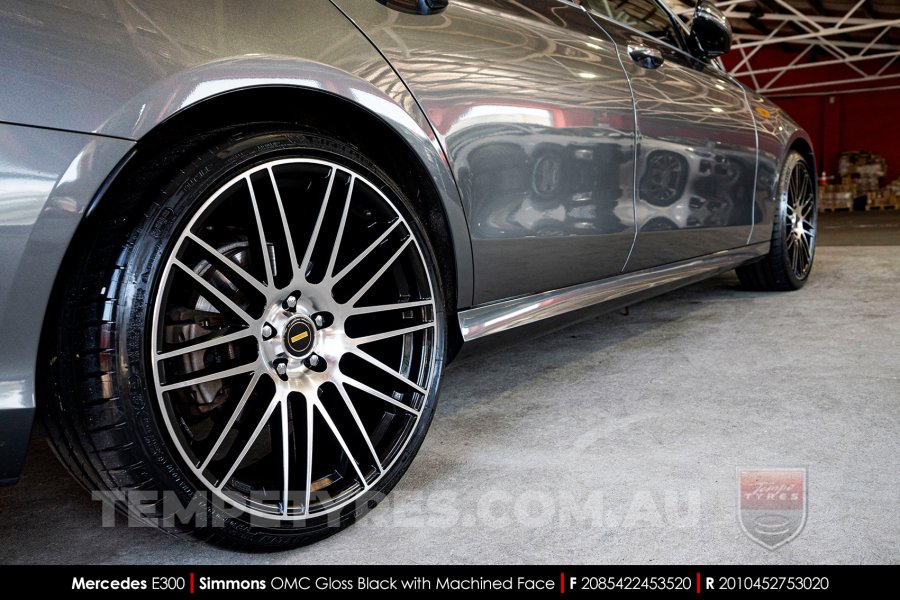 20x8.5 20x10 Simmons OMC Gloss Black Machined Face on Mercedes E-Class