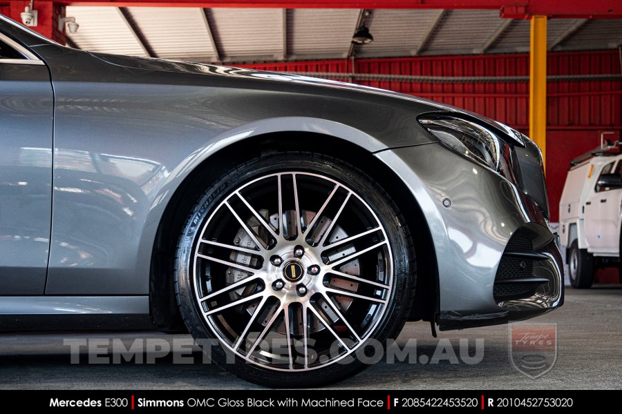 20x8.5 20x10 Simmons OMC Gloss Black Machined Face on Mercedes E-Class