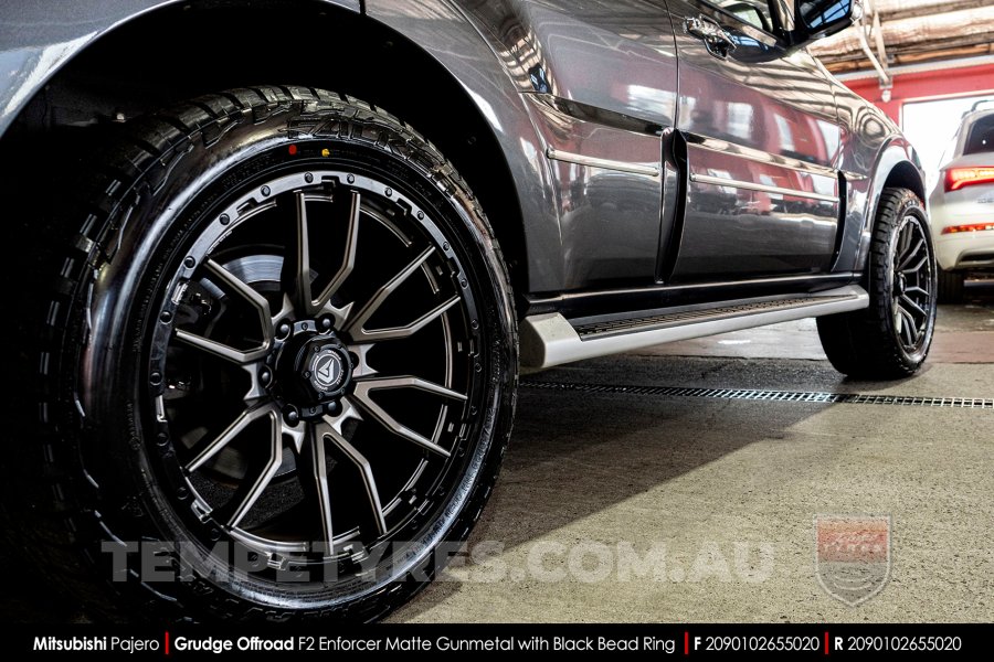 20x9.0 Grudge Offroad F2 Enforcer Matte Gunmetal on Mitsubishi Pajero