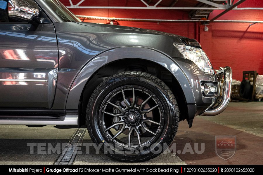 20x9.0 Grudge Offroad F2 Enforcer Matte Gunmetal on Mitsubishi Pajero