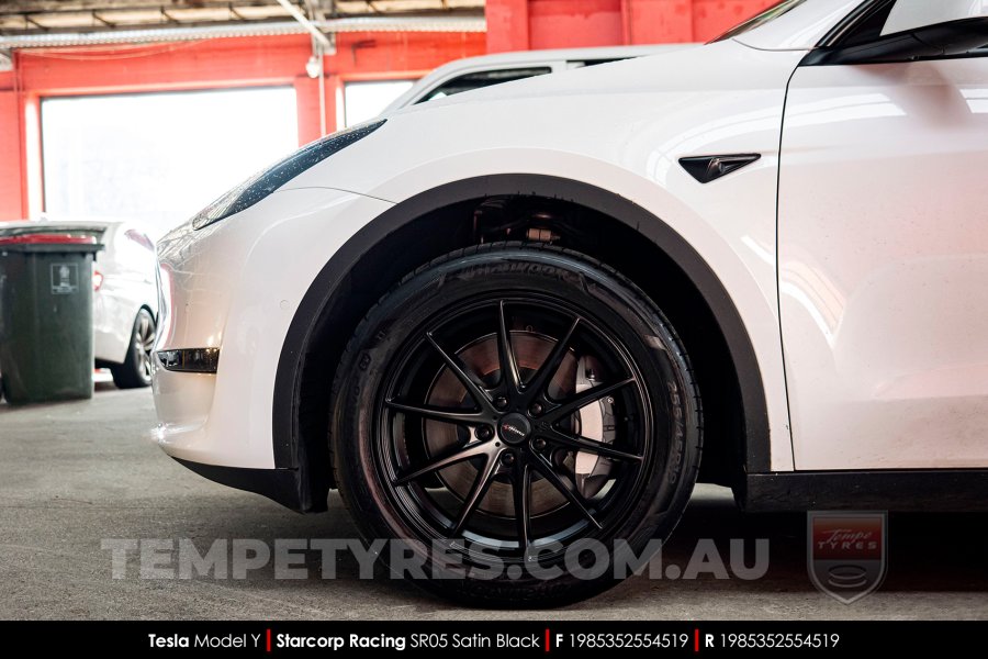 19x8.5 Starcorp Racing SR05 Satin Black on Tesla Model Y